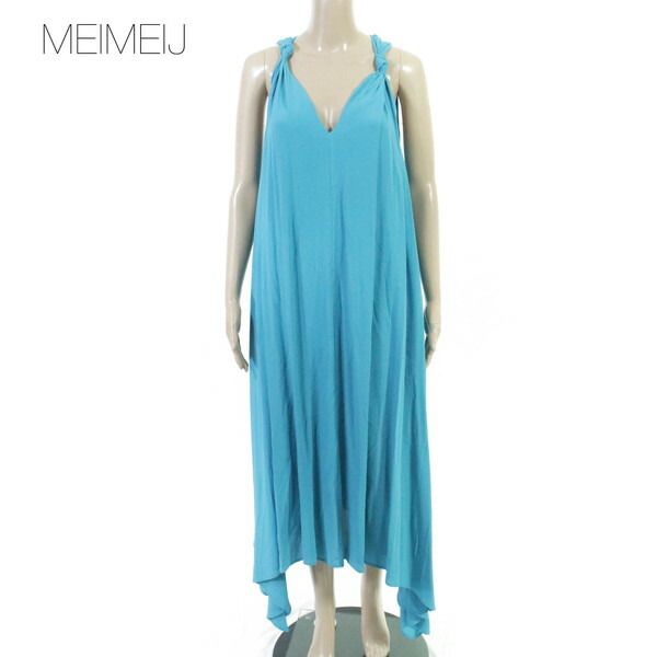 80%OFF 新品 メイメイジェイ MEIMEI J ワンピース 40 EOP1828 Mサイズ ブルー レディース ロングワンピース シルク ノースリーブ イタリア製
