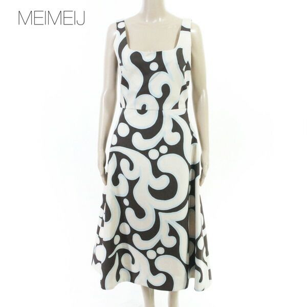 80%OFF 新品 メイメイジェイ MEIMEI J ワンピース 40 EOP1830 Mサイズ マルチ レディース ロングワンピース ノースリーブ 総柄模様 イタリア製