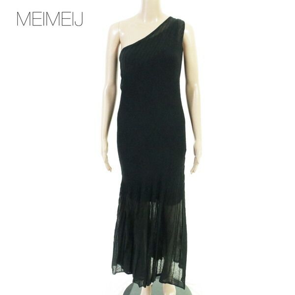 80%OFF 新品 メイメイジェイ MEIMEI J ワンピース 40 EOP1840 Mサイズ ブラック レディース ワンショルダーワンピース プリーツ
