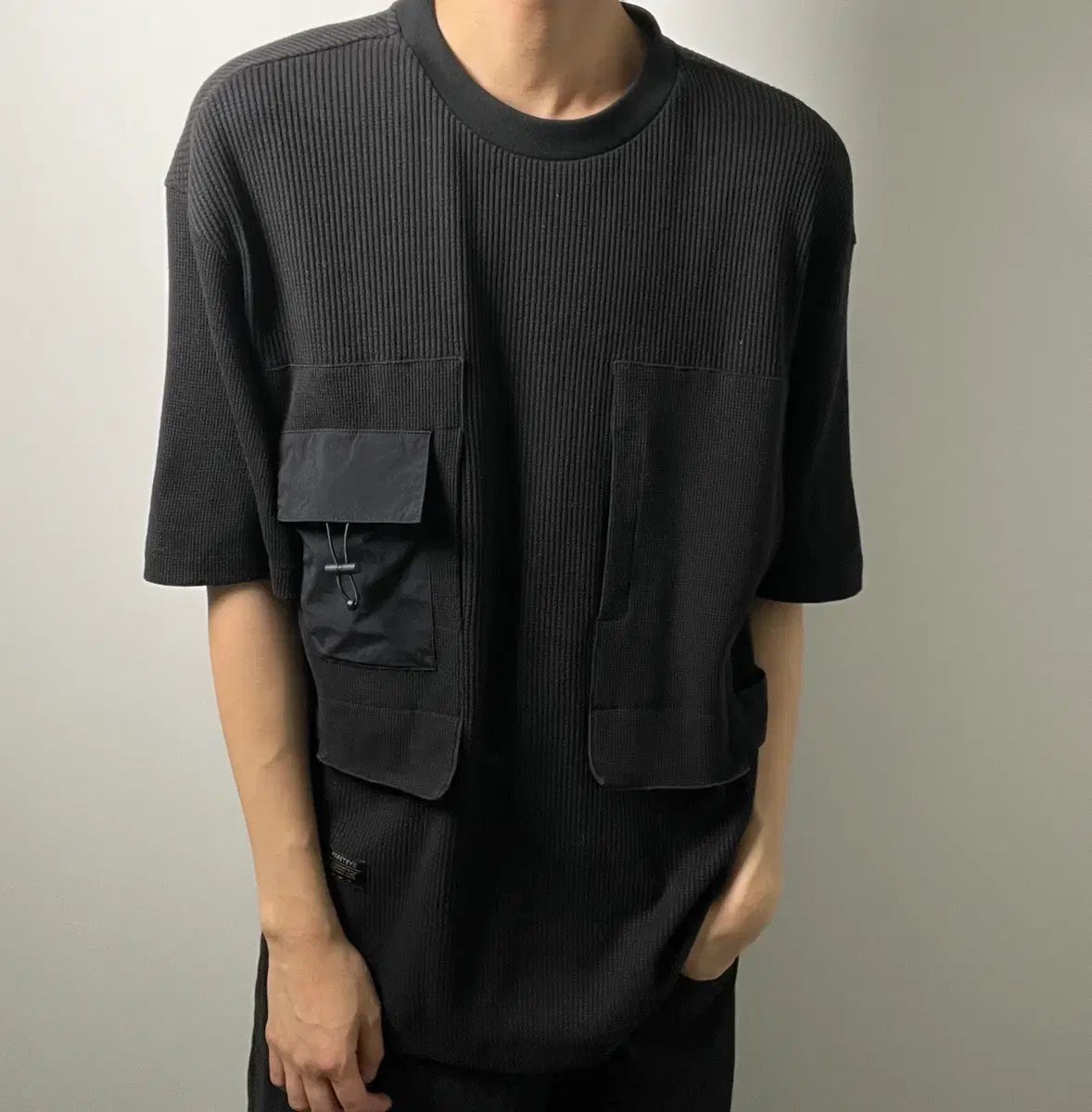 SYSTEM homme システムオム 텍스처 ブロック ドロー 스트링 ポケット 半袖 Tシャツ 95 6,597円