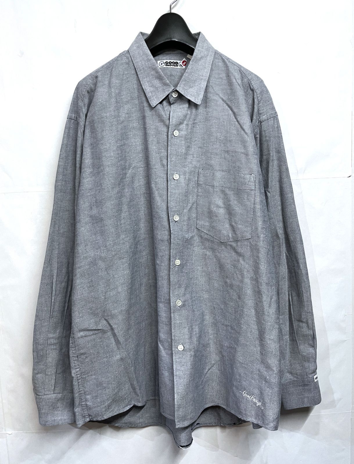 90s 裏原ヴィンテージ GOODENOUGH｜グッドイナフ Hem Logo Button-Down Dungaree Shirt ボタンダウンシャツ