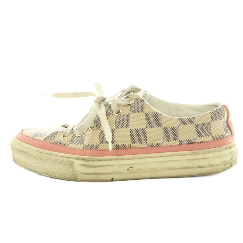 ルイヴィトン LOUIS VUITTON スニーカー シューズ チェック柄 35.5 23.0cm ピンク ベージュ 紫 BM1118 /MI ■GY18