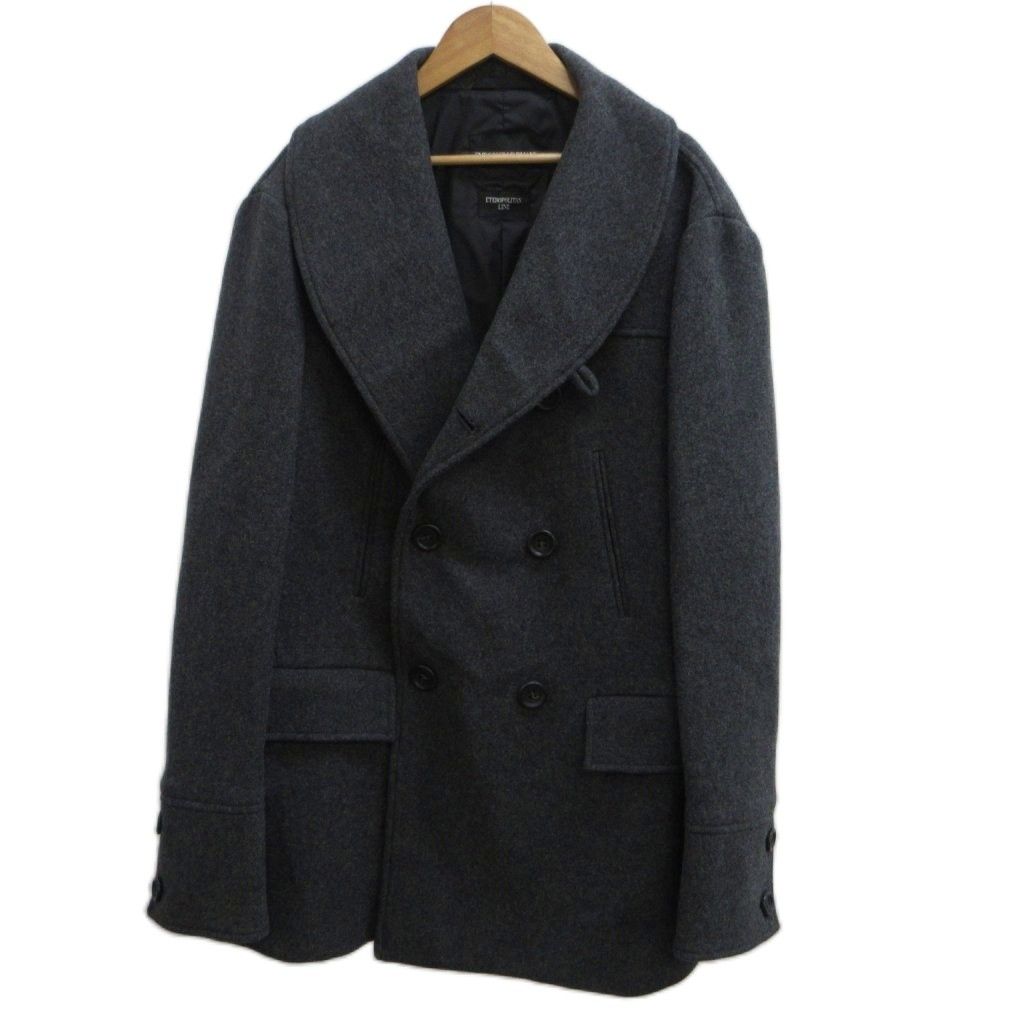 エンポリオアルマーニ EMPORIO ARMANI ETEROPOLITAN LINE コート ウール 54 ダークグレー ダブルブレスト ショールカラー 長袖 /PP ■GY50