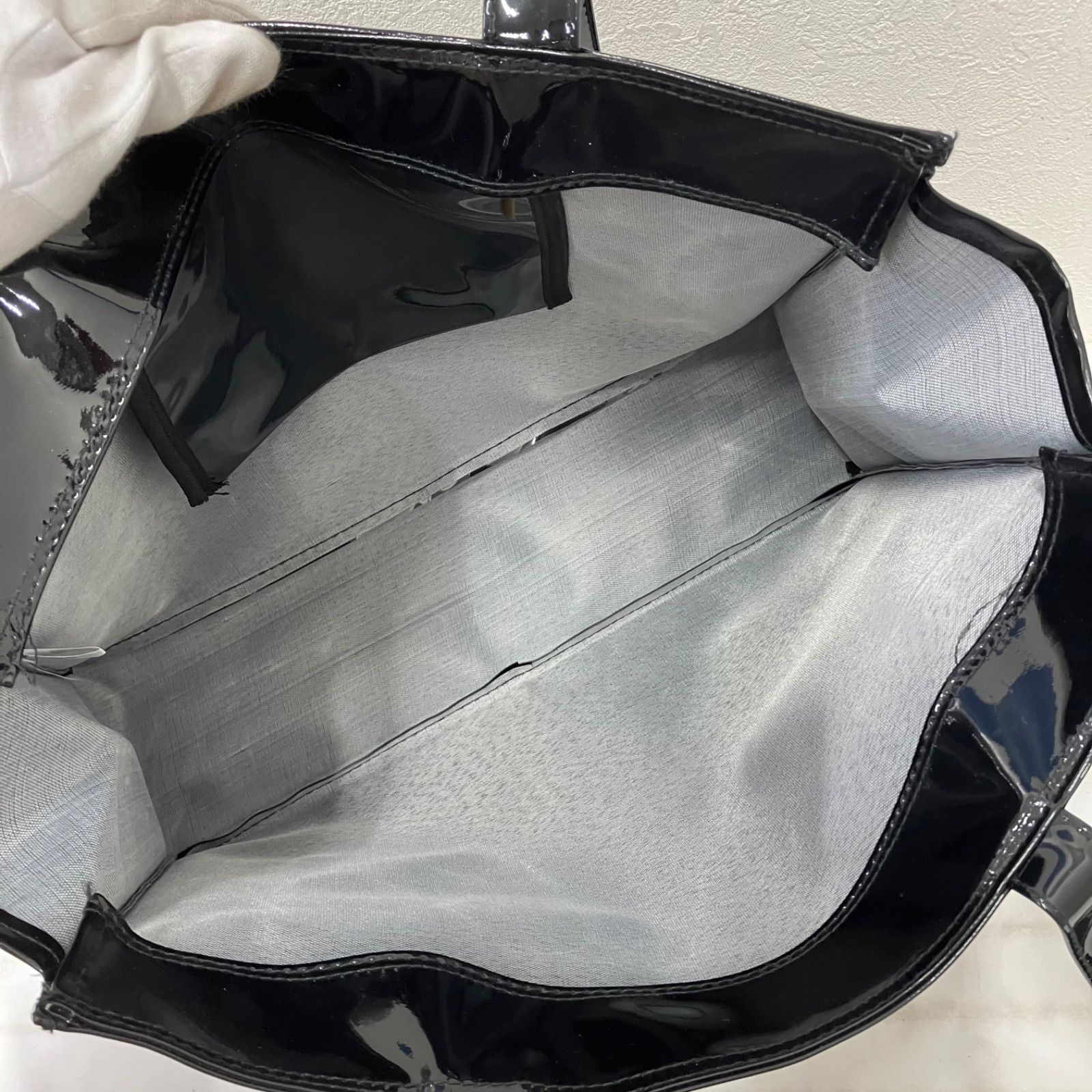 2739 Harrods ハロッズ トートバッグ PVC ブラック 黒 ロゴ エナメル 