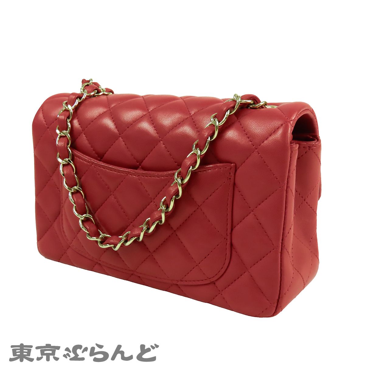 シャネル CHANEL チェーンショルダーバッグ レッド ゴールド金具 