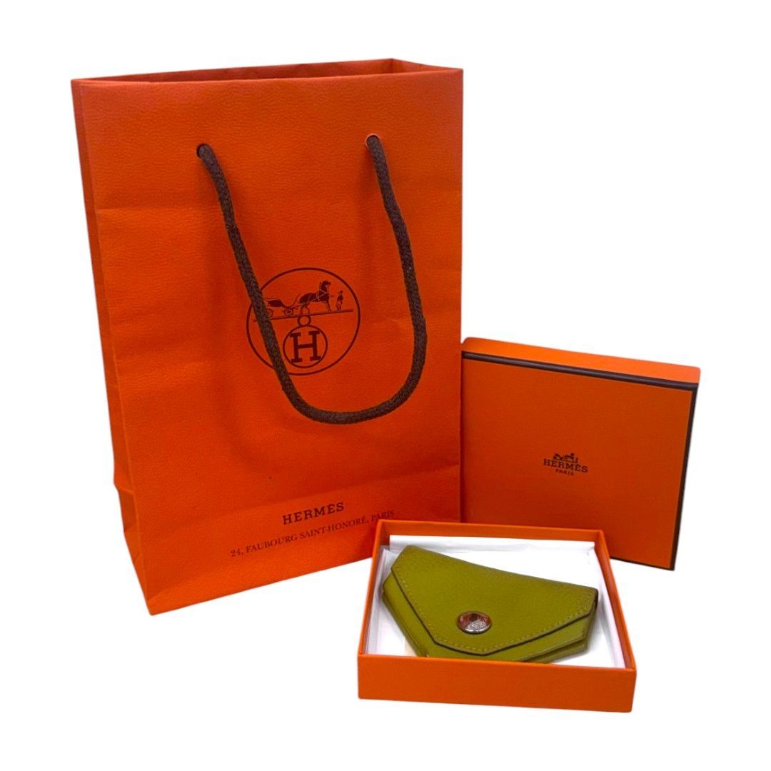 HERMES エルメス ヴァンキャトル シェーブル ジョーヌブルジョン小銭入れ レディース ライム