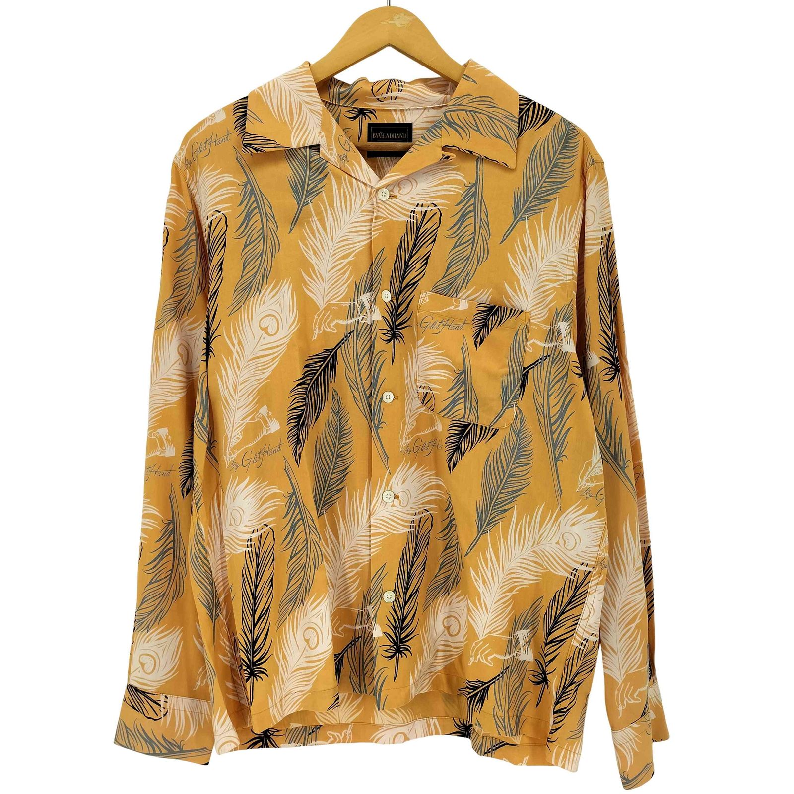 バイグラッドハンド BY GLADHAND 24SS PEACOCK QUILL - L/S SHIRTS ピーコッククイル 総柄デザイン オープンカラー 長袖シャツ メンズ JPN：M