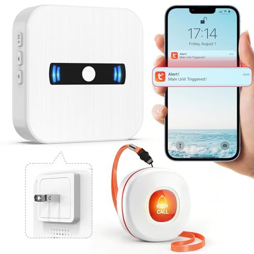 DAYTECH 呼び出しベル 介護 WIFI ナースコール 家庭用 呼び出しブザー 介護 呼び出し 介護 110db音量調整 IP55防水 見守り 高齢者/患者/妊婦/障碍者/敬老の日/子ども(1受信機+1ボタン発信機)″mn a4dbf676
