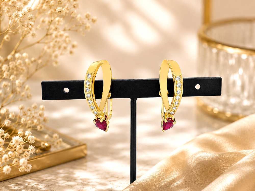 タサキ K18 ルビー ダイヤモンド イヤリング　Jewelry TASAKI Ruby0.30ct×2 Dia0.08ct×2 Earring