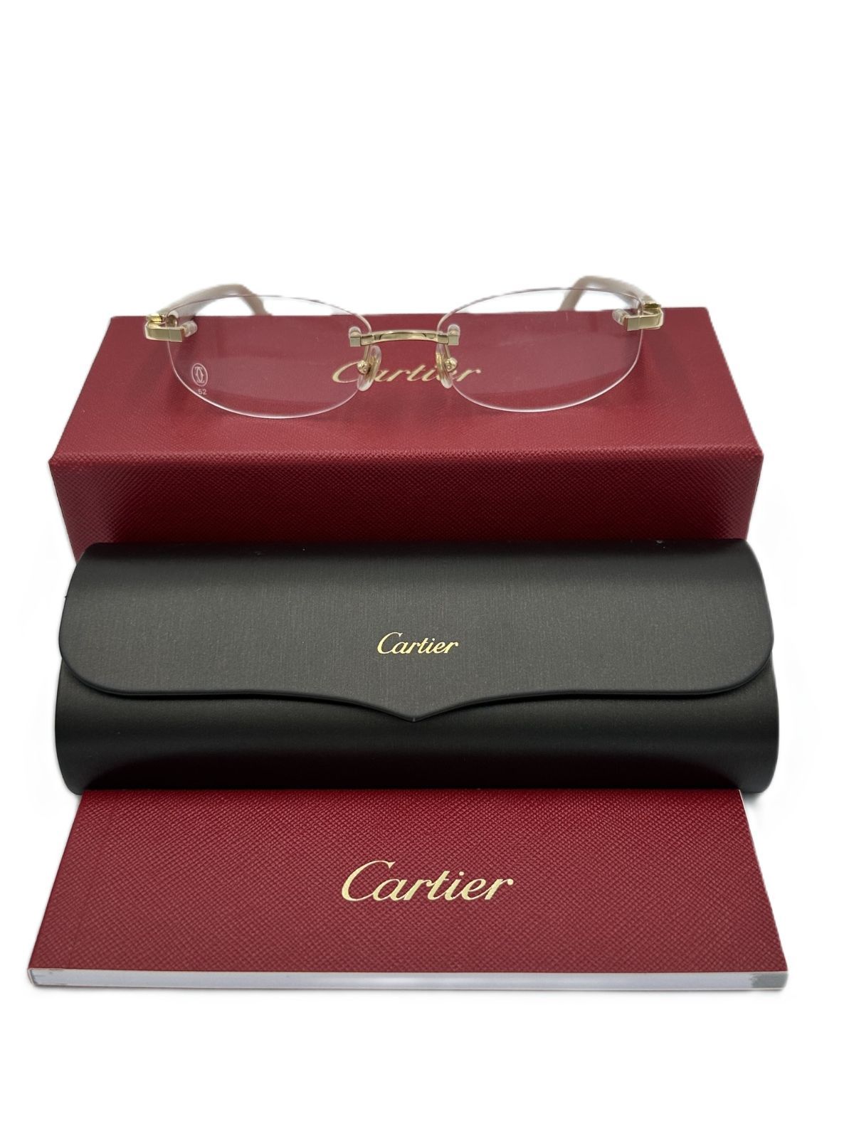 Cartier カルティエ レクタングル リムレス メガネ CT0318O