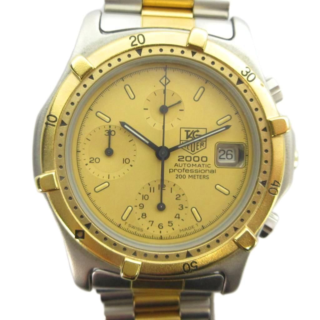 タグホイヤー TAG HEUER 164.006 プロフェッショナル 2000 腕時計 自動巻き ウォッチ クロノグラフ カレンダー付き デイト シルバー色 ゴールド色 ■GY18 /MQ