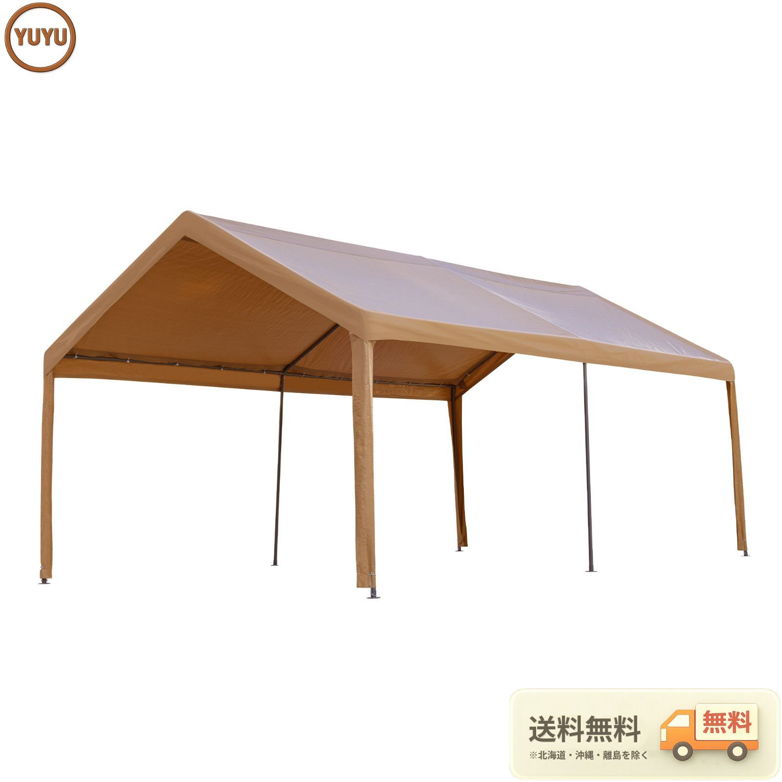 【7月4日再入荷予定】【UPF50+UVカット&防雨】テント 車庫テント ガレージテント 車庫 お祭り 倉庫 奥3.6m×幅6m×高さ2.9m ガレージテント カーポート 軽自動車用 大型 車 駐車 スチール製 頑丈 仮設倉庫 タープテントベージュ 収納