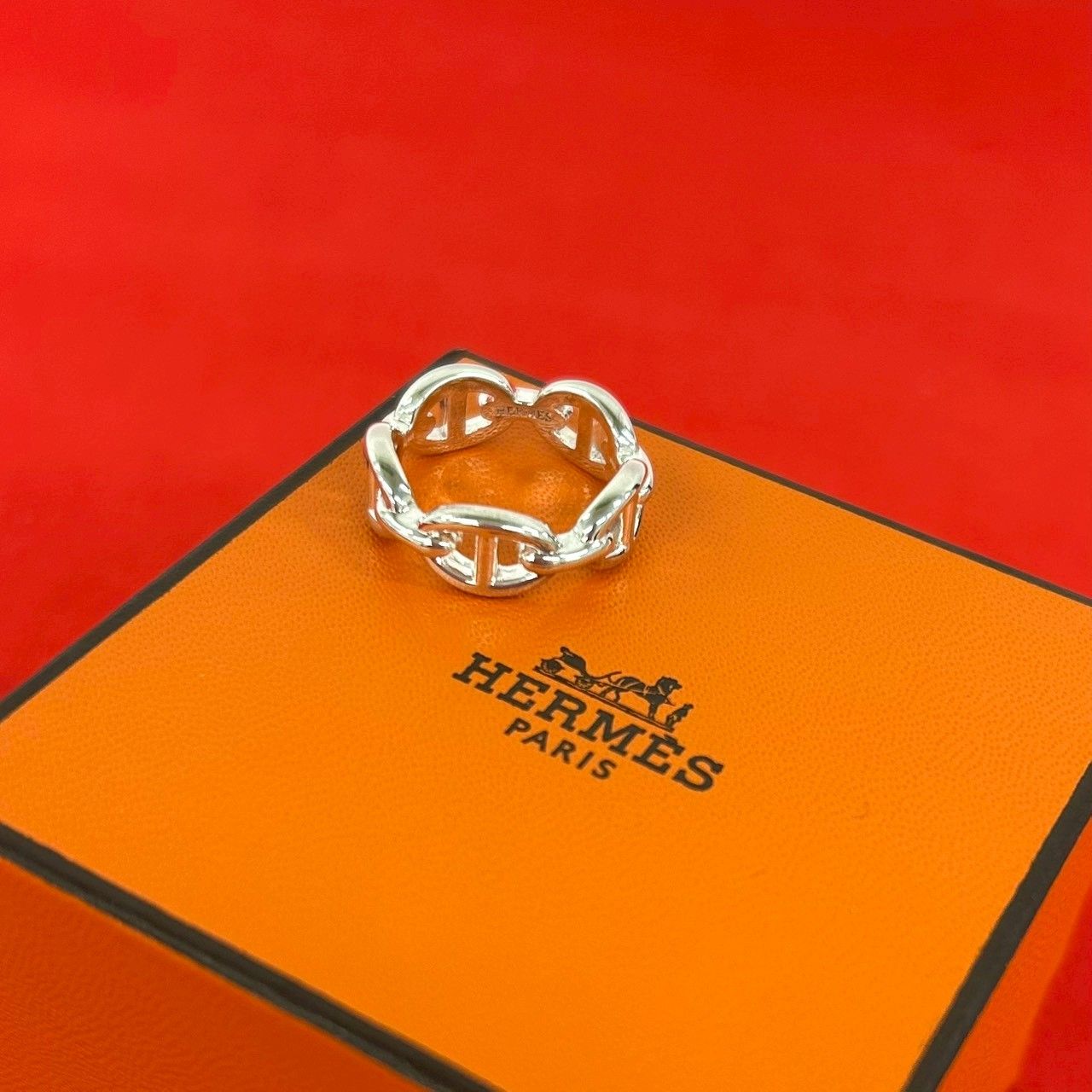 極 美品 箱付き HERMES エルメス シェーヌダンクル アンシェネ リング シルバー925 指輪 13号 アクセサリー シルバー 35472