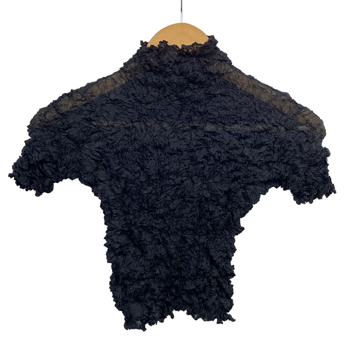 ISSEYMIYAKE(イッセイミヤケ) 半袖カットソー サイズ02 M レディース美品 - 黒 ハイネック/シワ加工 11,620円