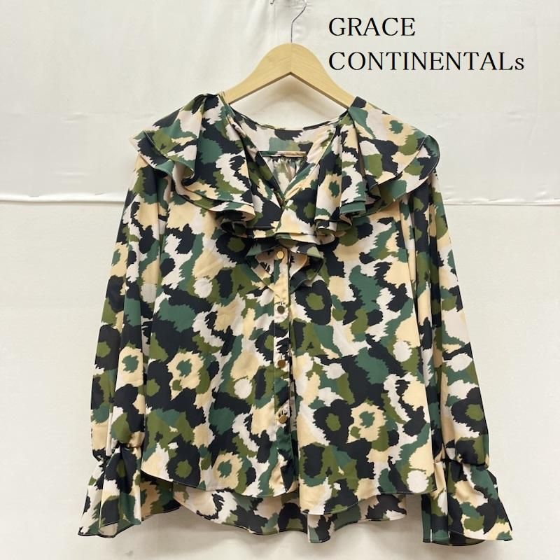 グレースクラス 22AW カモ プリント フリル ブラウス レディース 36 ISItems【USED】【古着】【中古】50160253