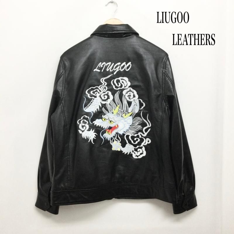 リューグーレザーズ Liugoo Leathers 本革 レザースカジャン メンズ リューグーレザーズ 龍刺繍 虎刺繍 メンズ L ISItems【USED】【古着】【中古】50160300
