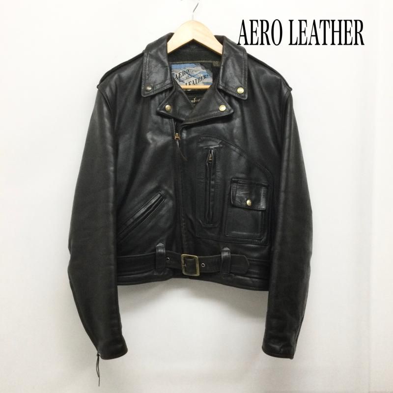 エアロレザー aero leather ダブルライダース 飛行機タグ 茶芯 裏地