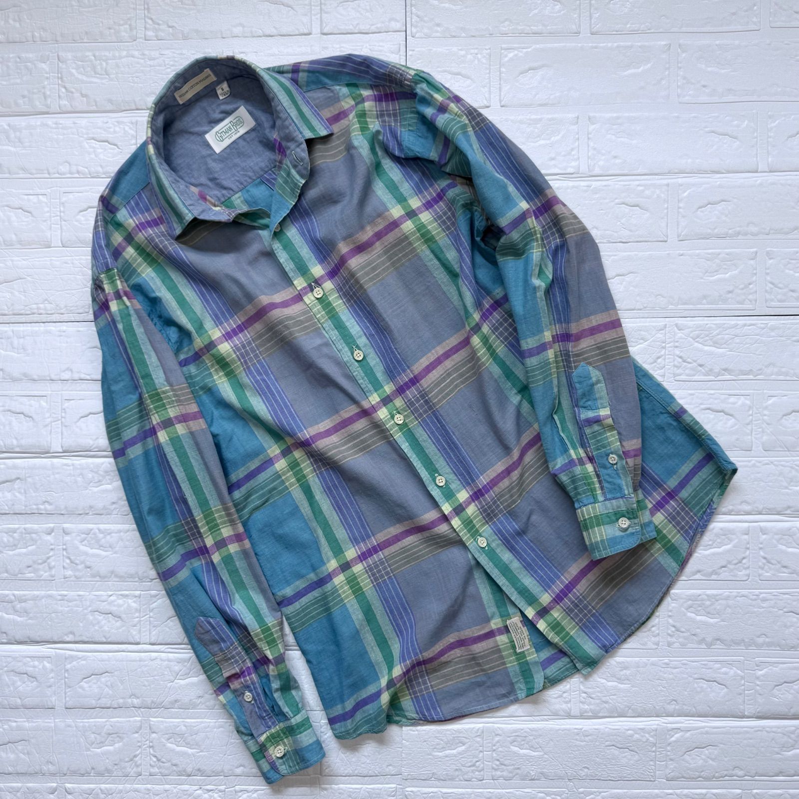 Gitman Bros. 80s USA製 マドラスチェックシャツ ブルー×パープル 
