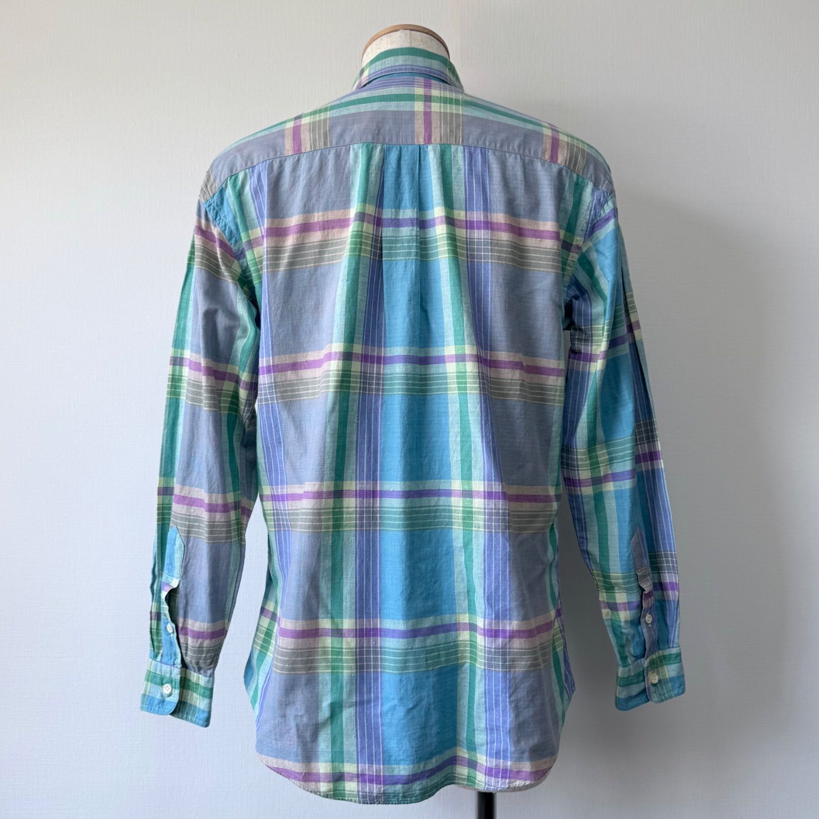 Gitman Bros. 80s USA製 マドラスチェックシャツ ブルー×パープル 
