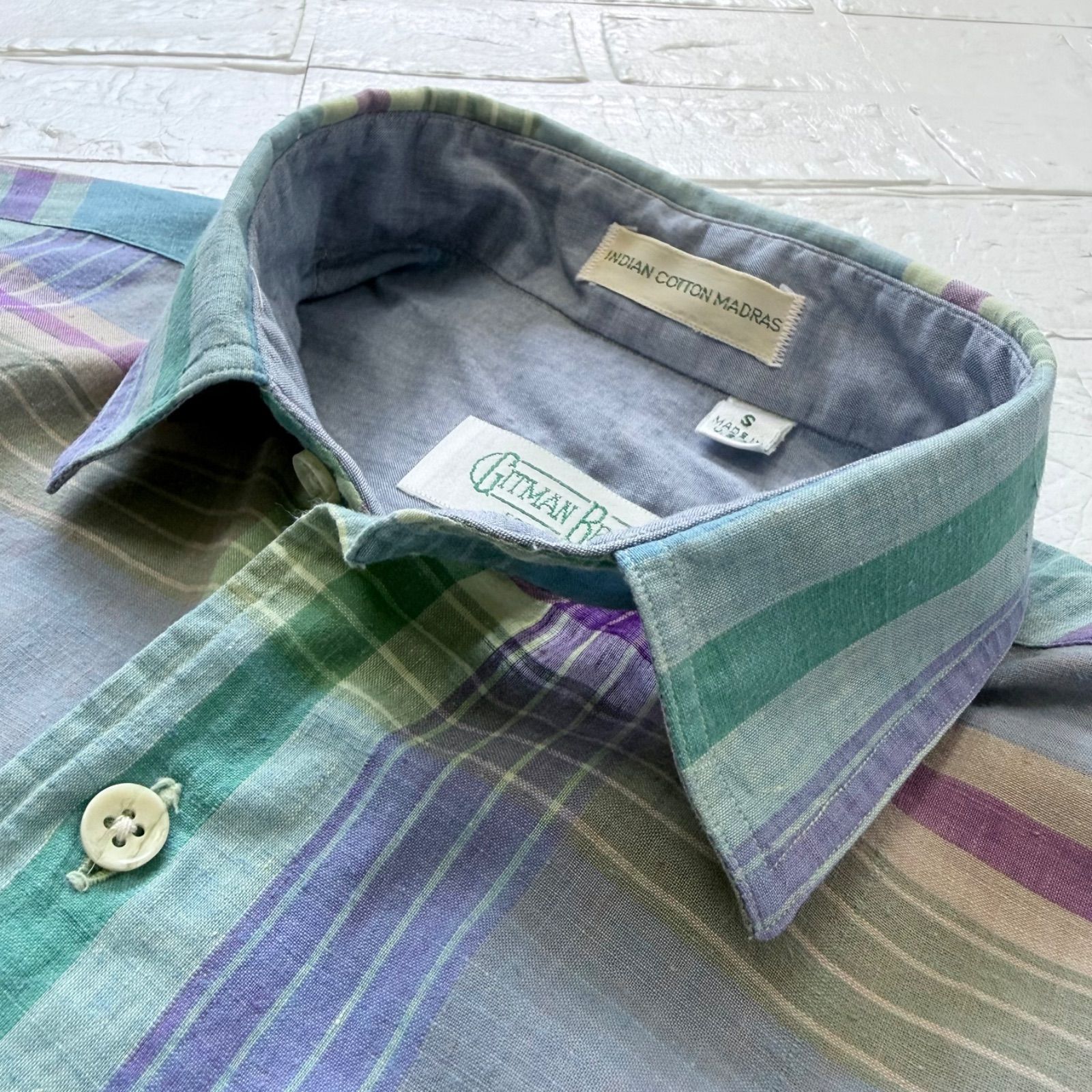 Gitman Bros. 80s USA製 マドラスチェックシャツ ブルー×パープル 