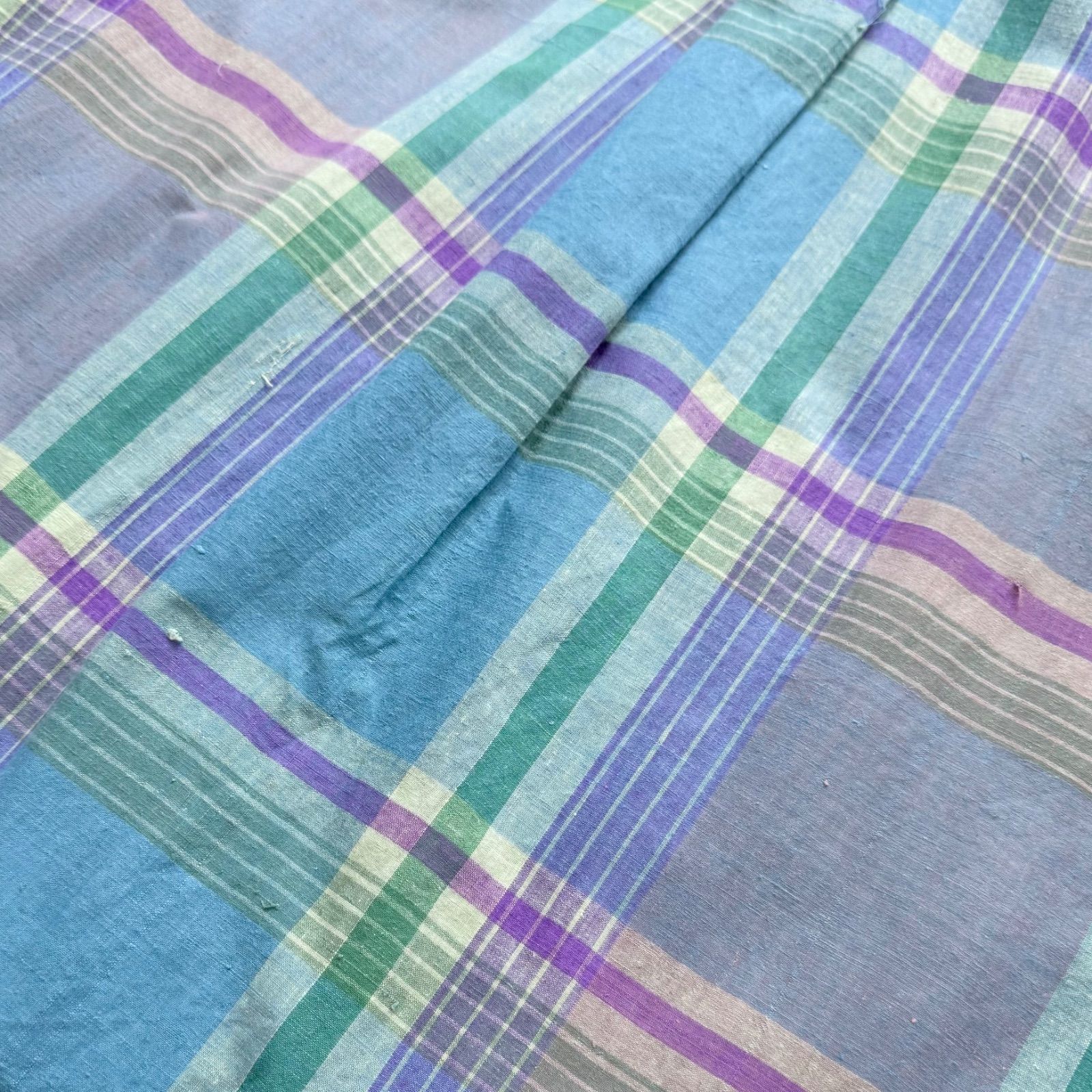 Gitman Bros. 80s USA製 マドラスチェックシャツ ブルー×パープル 