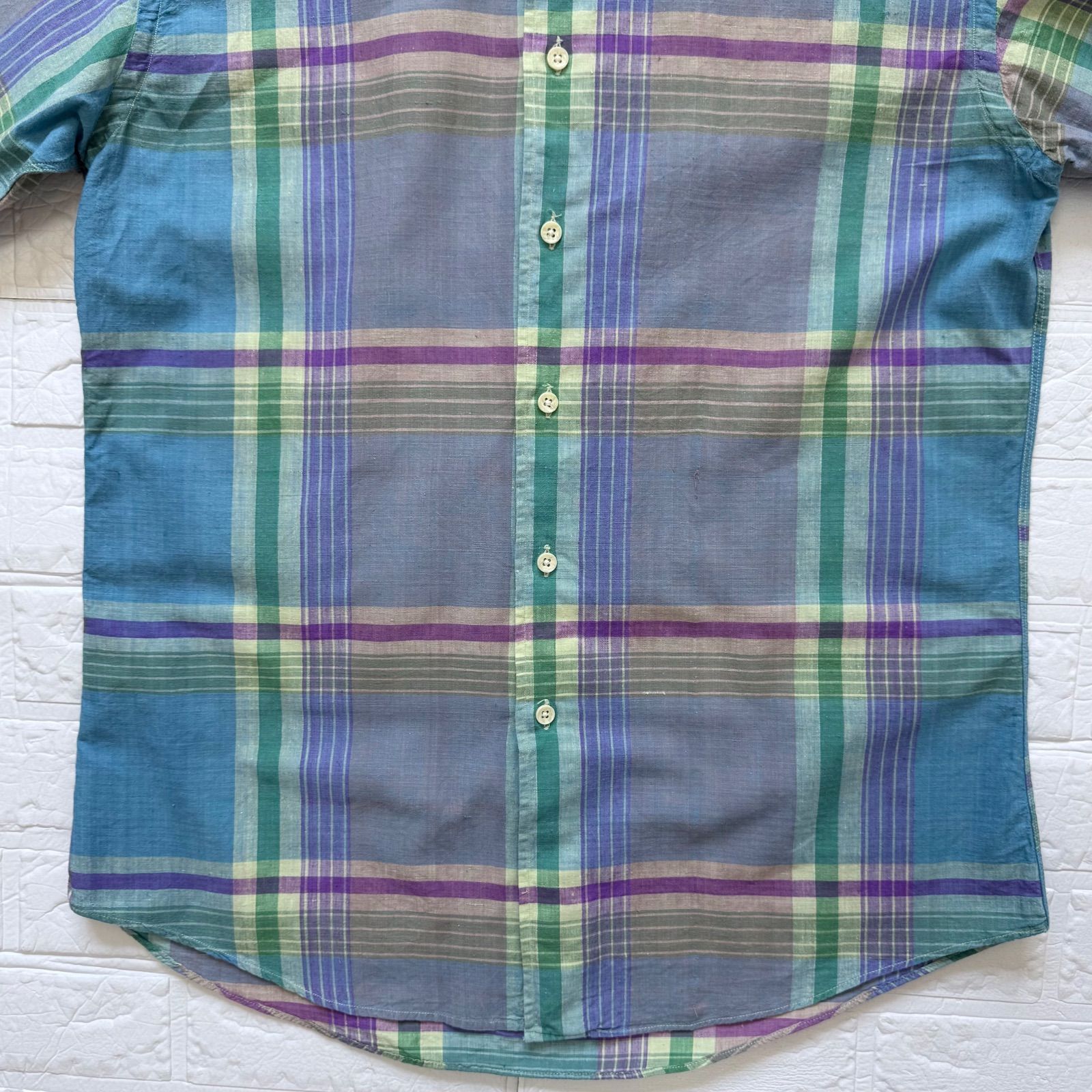 Gitman Bros. 80s USA製 マドラスチェックシャツ ブルー×パープル 