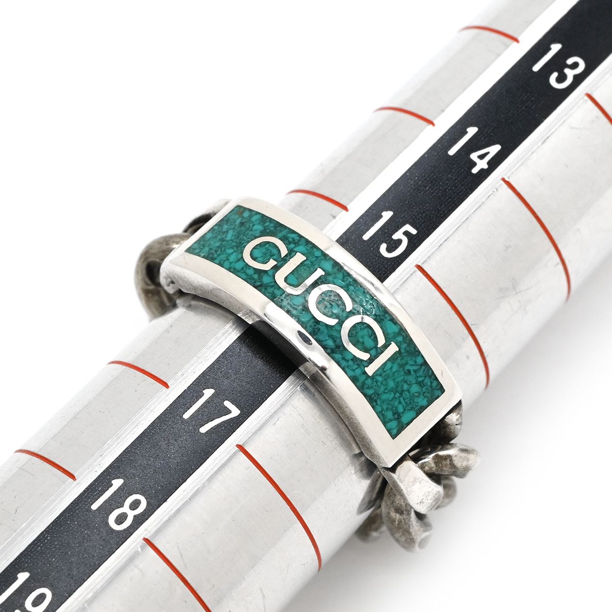 グッチ GUCCI リング 指輪 ロゴ チェーン シルバー925 エナメル