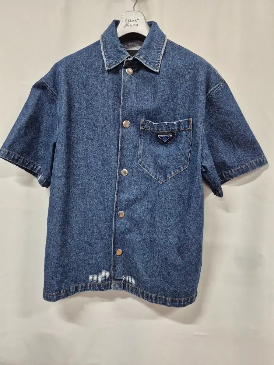 正規品 PRADA プラダ メンズ デニム 半袖 シャツ S