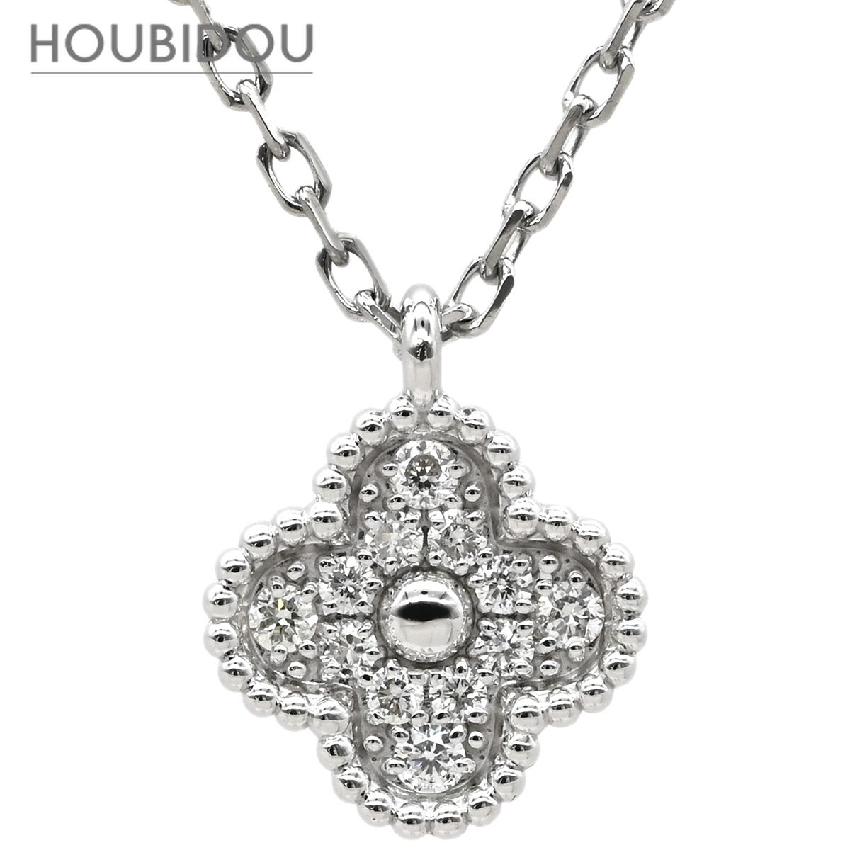 ヴァンクリーフアーペル Van Cleef & Arpels ネックレス スウィート アルハンブラ ペンダント ホワイトゴールド 750 K18 ダイヤモンド 12石 VCA VCARO85900 【箱】【中古】