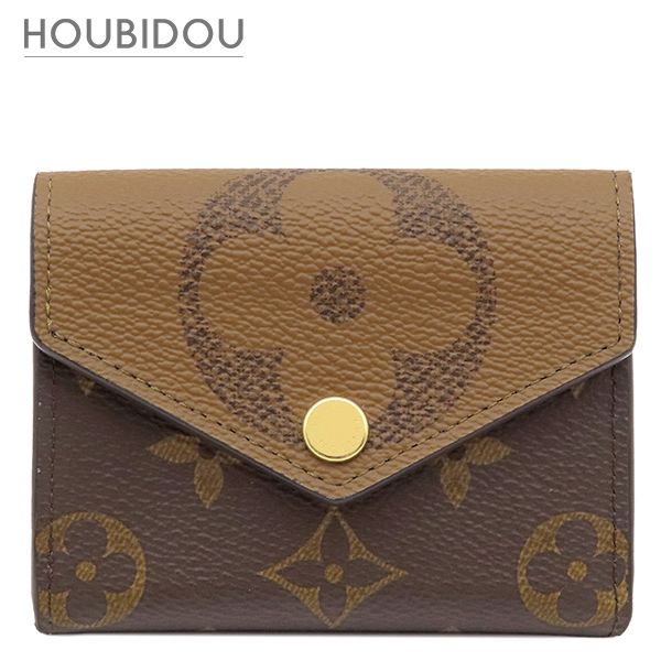 ルイヴィトン LOUIS VUITTON 三つ折り財布 ポルトフォイユ ゾエ モノグラムキャンバス モノグラムジャイアントリバース モノグラムジャイアントリバース ゴールド金具 コンパクト M80725 RFID不明【中古】