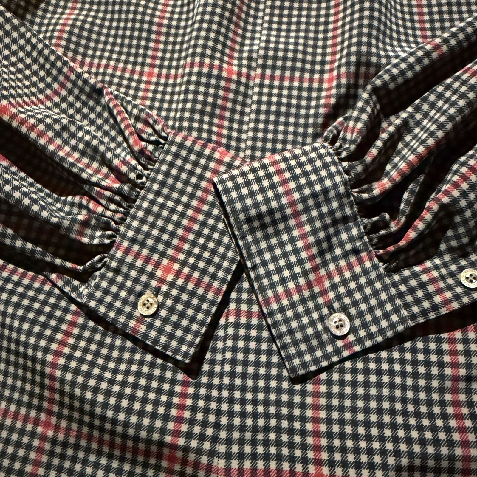 HYKE PLAID GATHERED BLOUSE チェック柄 ポリエステル ベージュ 1