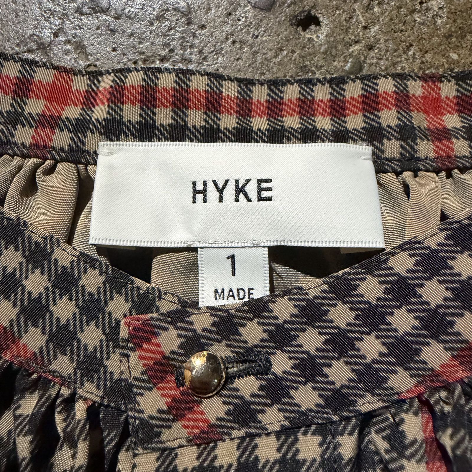 HYKE PLAID GATHERED BLOUSE チェック柄 ポリエステル ベージュ 1 