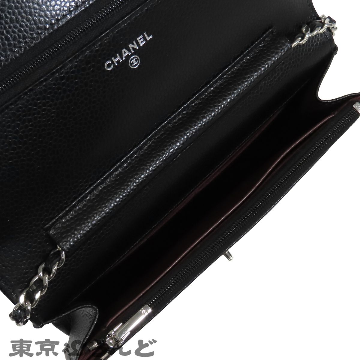 シャネル CHANEL チェーンウォレット ブラック 黒 シルバー金具