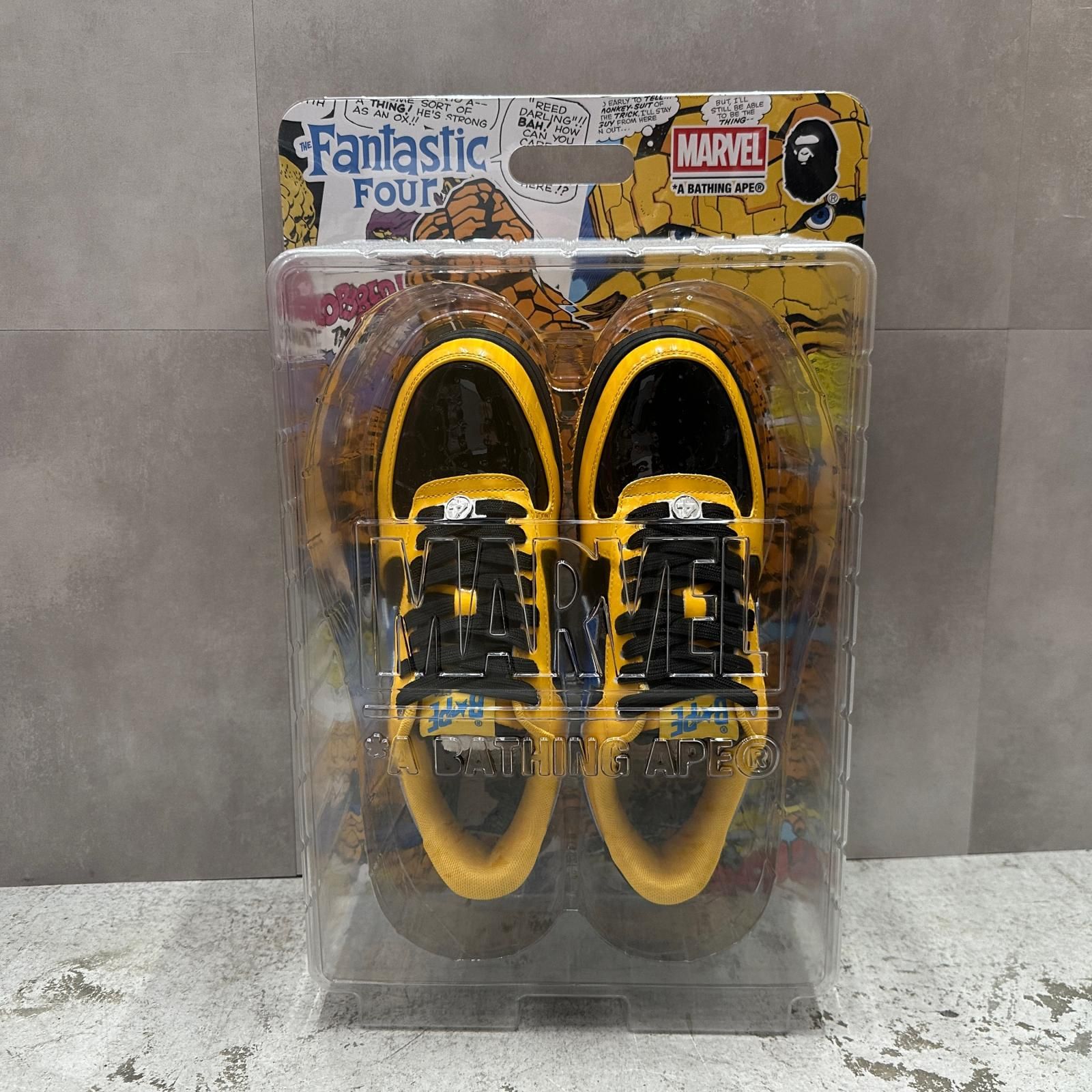 未使用 A BATHING APE × MARVEL Bapesta 'The Thing' ベイプスター ローカットスニーカー アベイシングエイプ × マーベル イエロー 10 28cm （6853M）