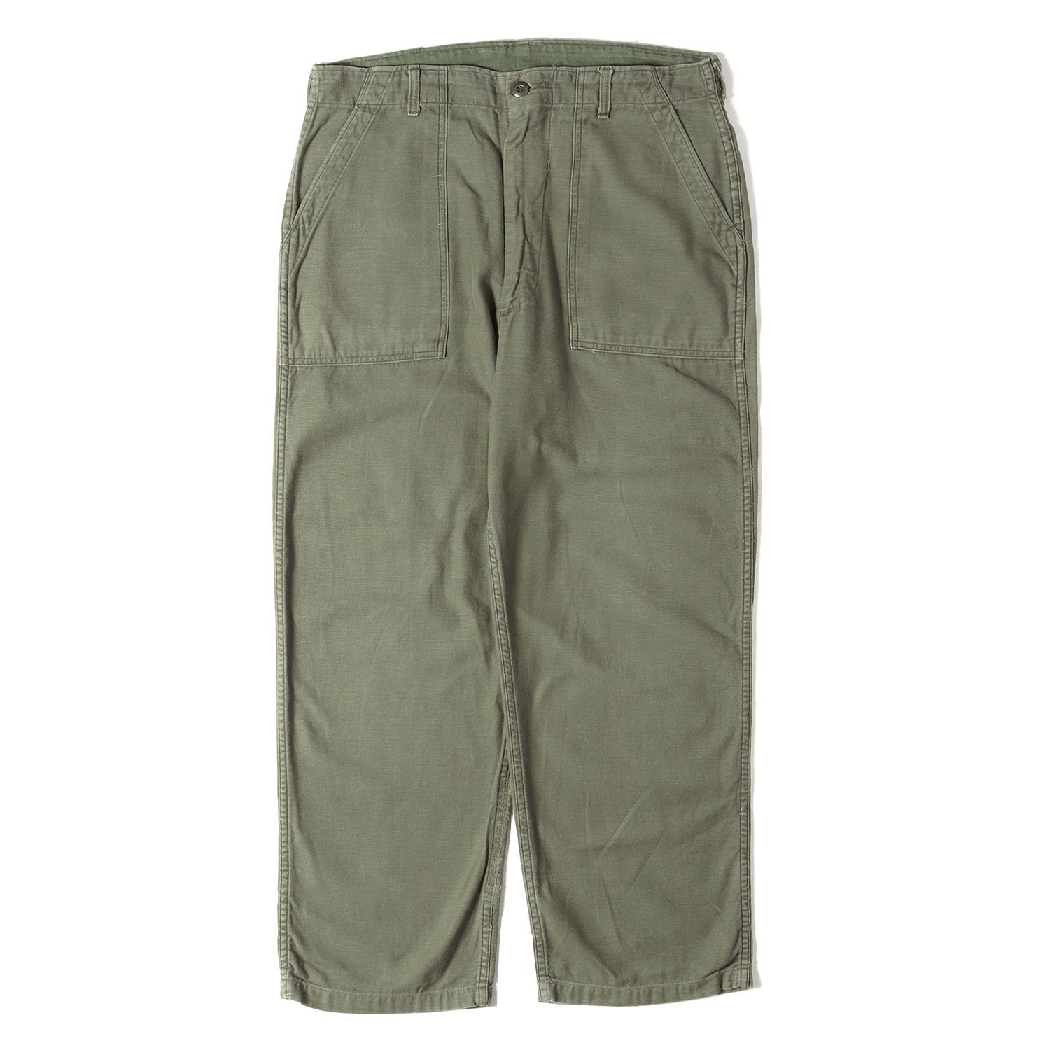 Vintage Military Item ヴィンテージミリタリー | 70s 米軍実物 U.S.ARMY コットンサテン ユーティリティ ベイカーパンツ | オリーブグリーン サイズ:36×31 | 70年代 古着 | ボトムス ズボン【メンズ】【中古】