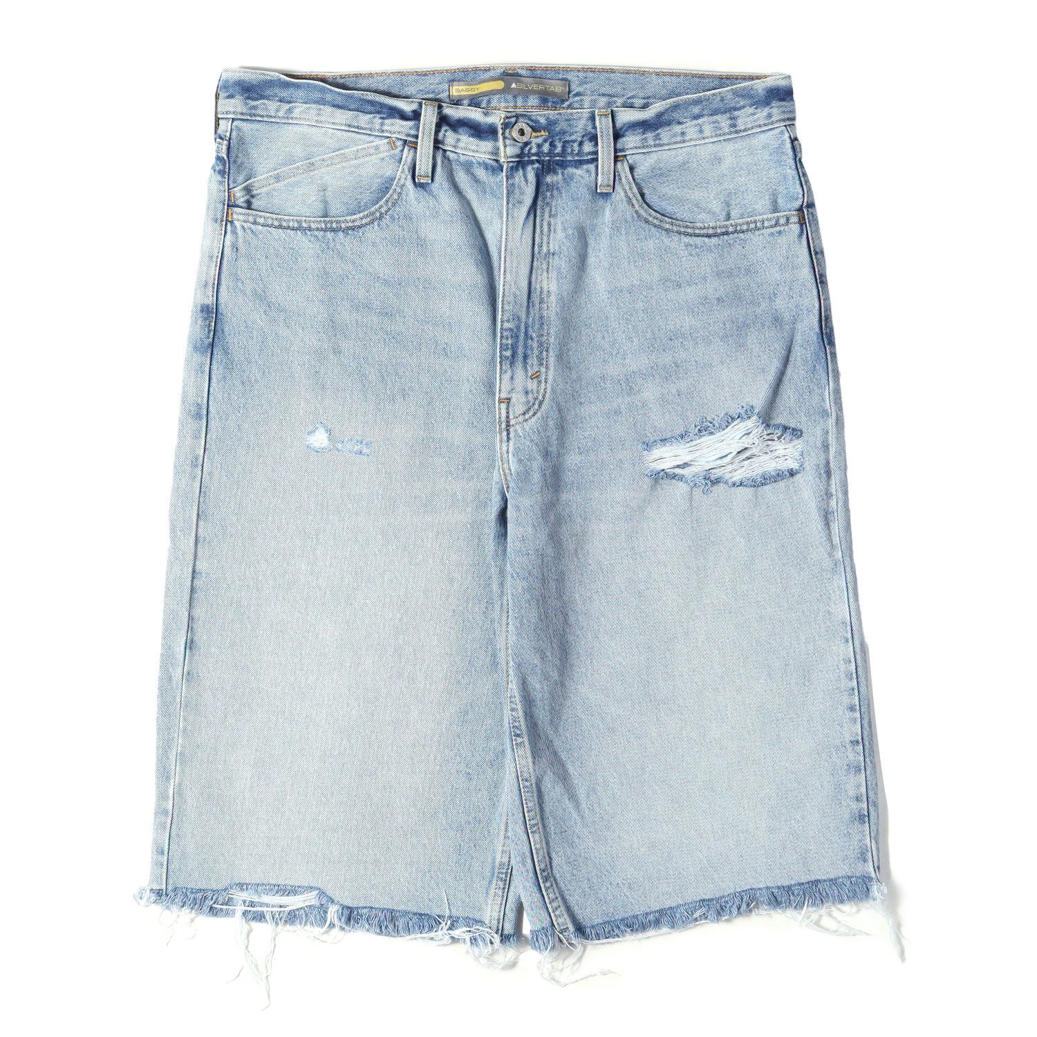 【美品】Levis リーバイス パンツ インディゴ サイズ:36 | 現行モデル | SILVERTAB ダメージ加工 バギー カットオフ デニム ショーツ (LOOSE FIT SHORTS) | ボトムス ショートパンツ【メンズ】【中古】
