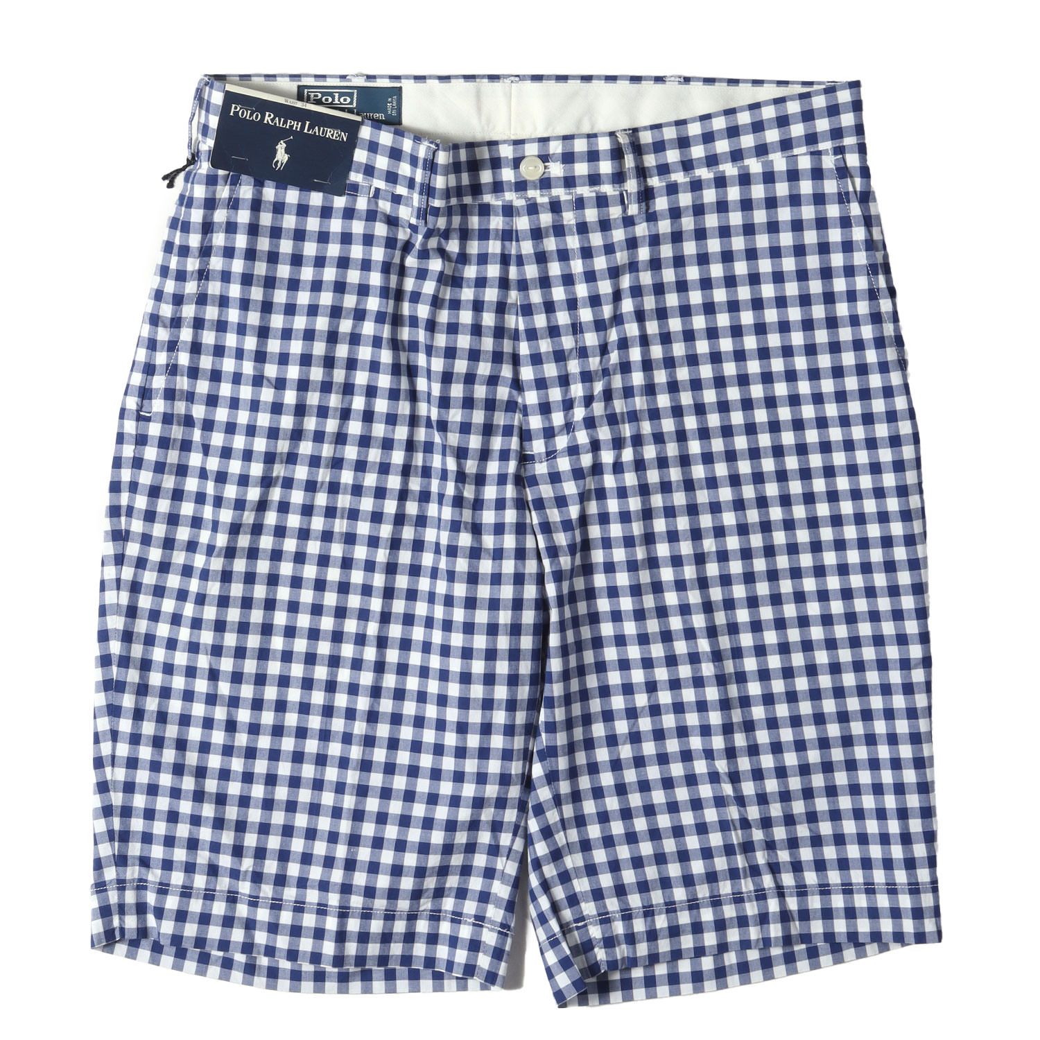 【新品】POLO Ralph Lauren ポロ ラルフローレン パンツ ブルー ホワイト サイズ:34 | ギンガムチェック コットン ショーツ (SUFFIELD SHORT) | ボトムス ショートパンツ【メンズ】