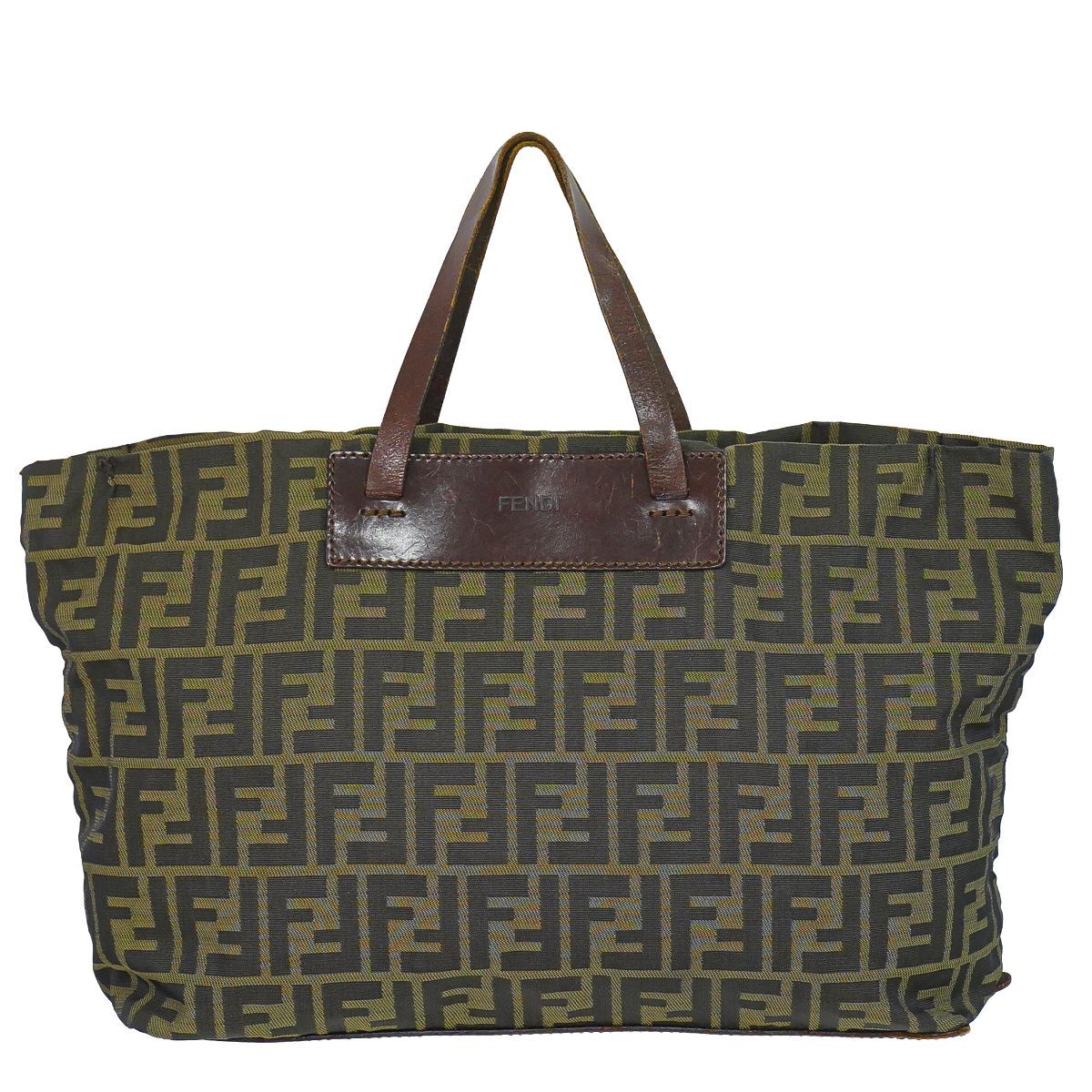 本物 フェンディ FENDI ズッカ トートバッグ ハンドバッグ キャンバス ブラウン Zucca バッグ 中古・