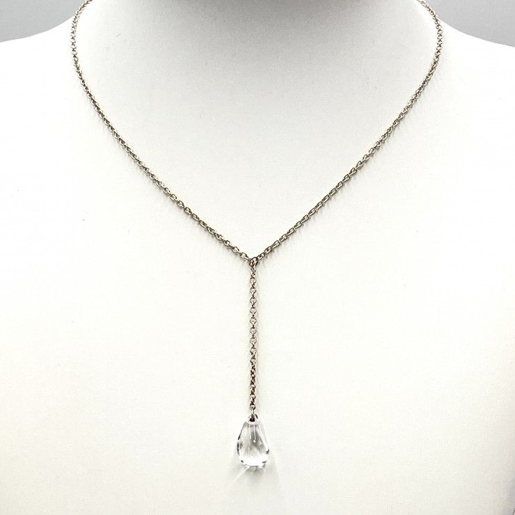 TIFFANY&Co.（ティファニー）エルサ・ペレッティ ティアドロップ Y字ネックレス ヴィンテージ SV925 クリア レディース【中古】