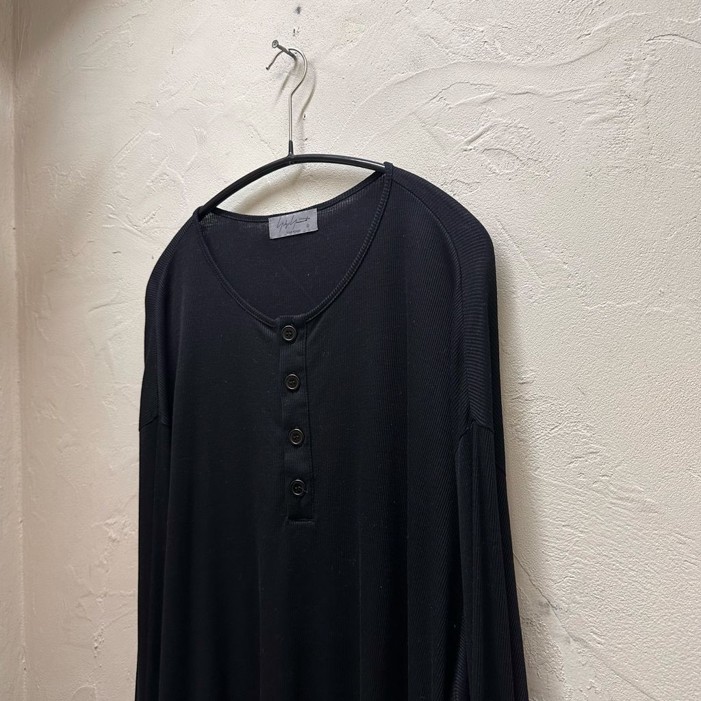ヨウジヤマモトプールオム ヘンリーネック長袖カットソー ロンT コットン綿 Yohji Yamamoto Pour HOMME ヨウジヤマモトプールオム Ly/C MVS SPIRAL