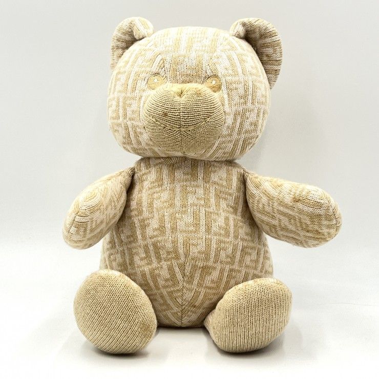 FENDI（フェンディ）ズッカ テディベア ヴィンテージ ぬいぐるみ ベージュ ニット イタリア製 AB54034-L 【中古】