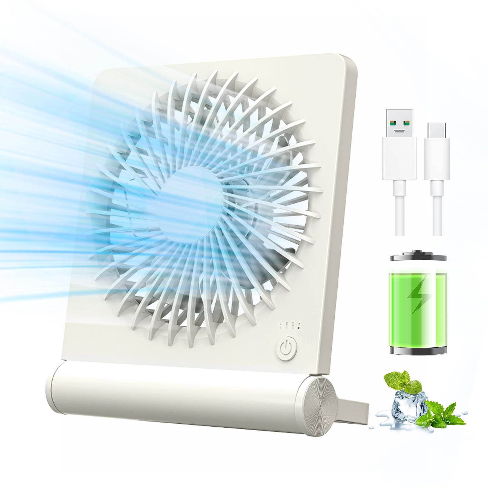 Jialexin 卓上扇風機 小型 USB充電式 デスクファン 12時間連続使用 コンパクトファン 薄型軽量 強力 風量3段階切替 省エネ 折りたたみ式 便利 オフィス 部屋 外出 車 熱中症対策as 8528bda4