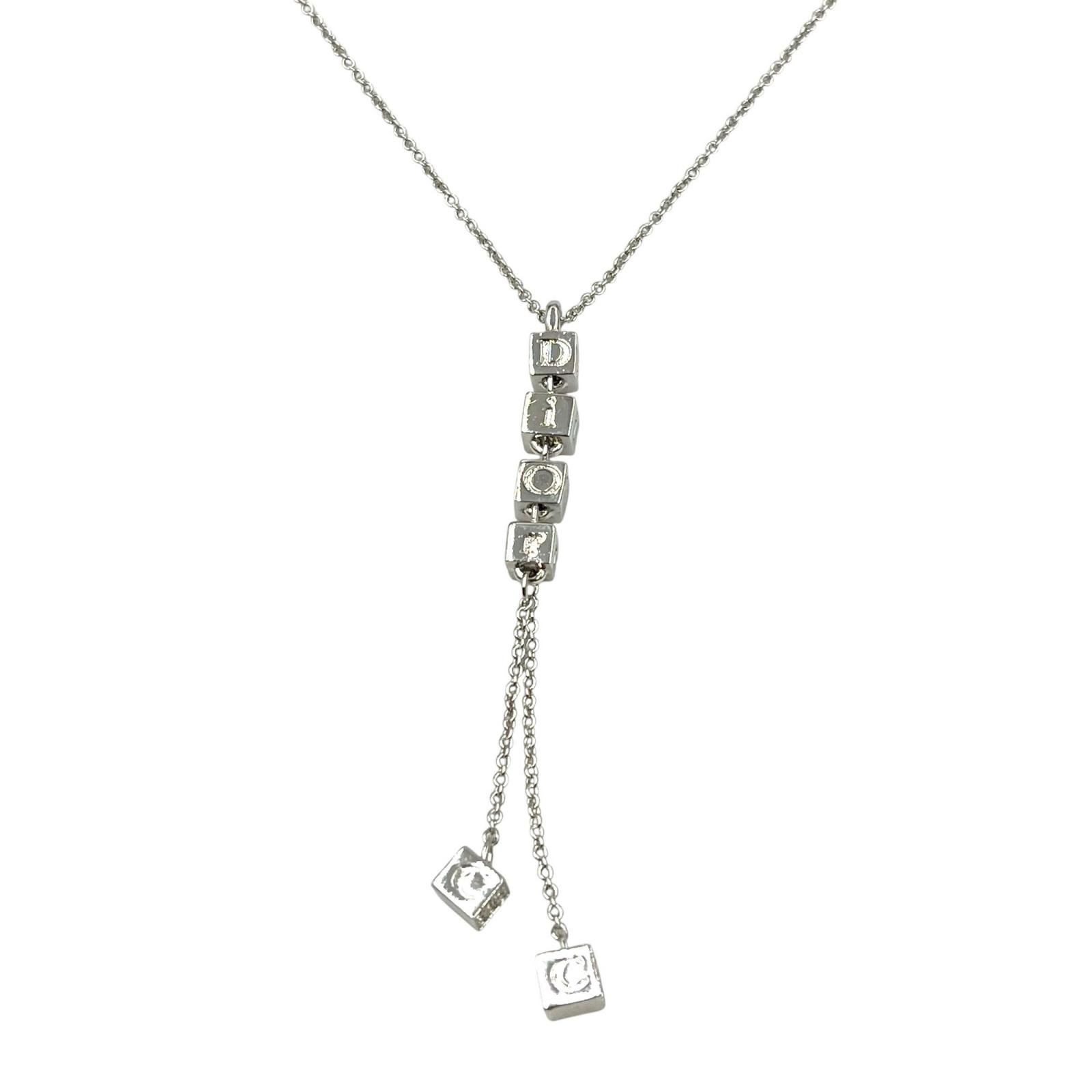 ディオール Dior ネックレス ロゴ キューブ ペンダント メタル レディース