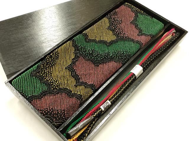 平和屋本店●和装小物　振袖用帯締め・帯揚げセット　総絞り　雲　金糸　暈し　逸品　未使用　AABJ5892ay