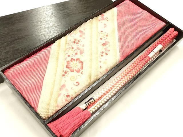 平和屋本店●和装小物　振袖用帯締め・帯揚げセット　総絞り　花唐草　金糸　金彩　暈し　撚り房　逸品　未使用　AABJ5893ay 6,552円