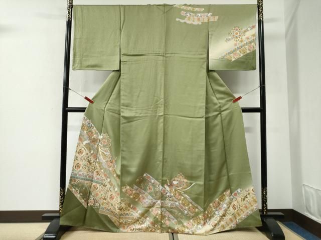 平和屋着物●訪問着　鳳凰狩猟花唐草文　暈し染め　金彩　正絹　逸品　CABG1102yc