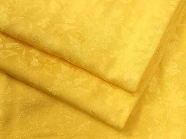 平和屋着物●上質な色無地　草花地紋　山吹色　正絹　逸品　未使用　CABG1106yc