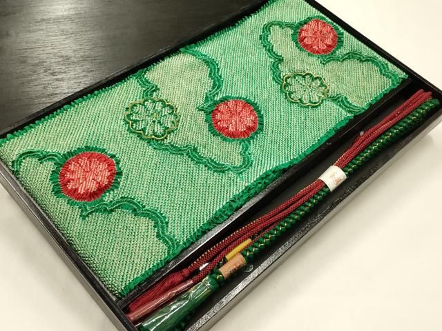 平和屋本店●和装小物　振袖用帯締め・帯揚げセット　総絞り　雲　菊　金糸　金彩　あい美苑　逸品　AABJ5900ay