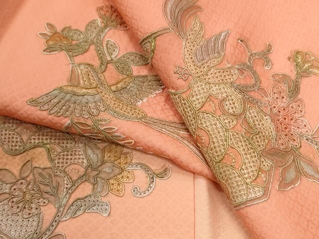 平和屋着物●中国三大刺繍　スワトウ刺繍　総刺繍　訪問着　鳳凰亀甲花唐草文　暈し染め　正絹　逸品　未使用　CABG1109yc