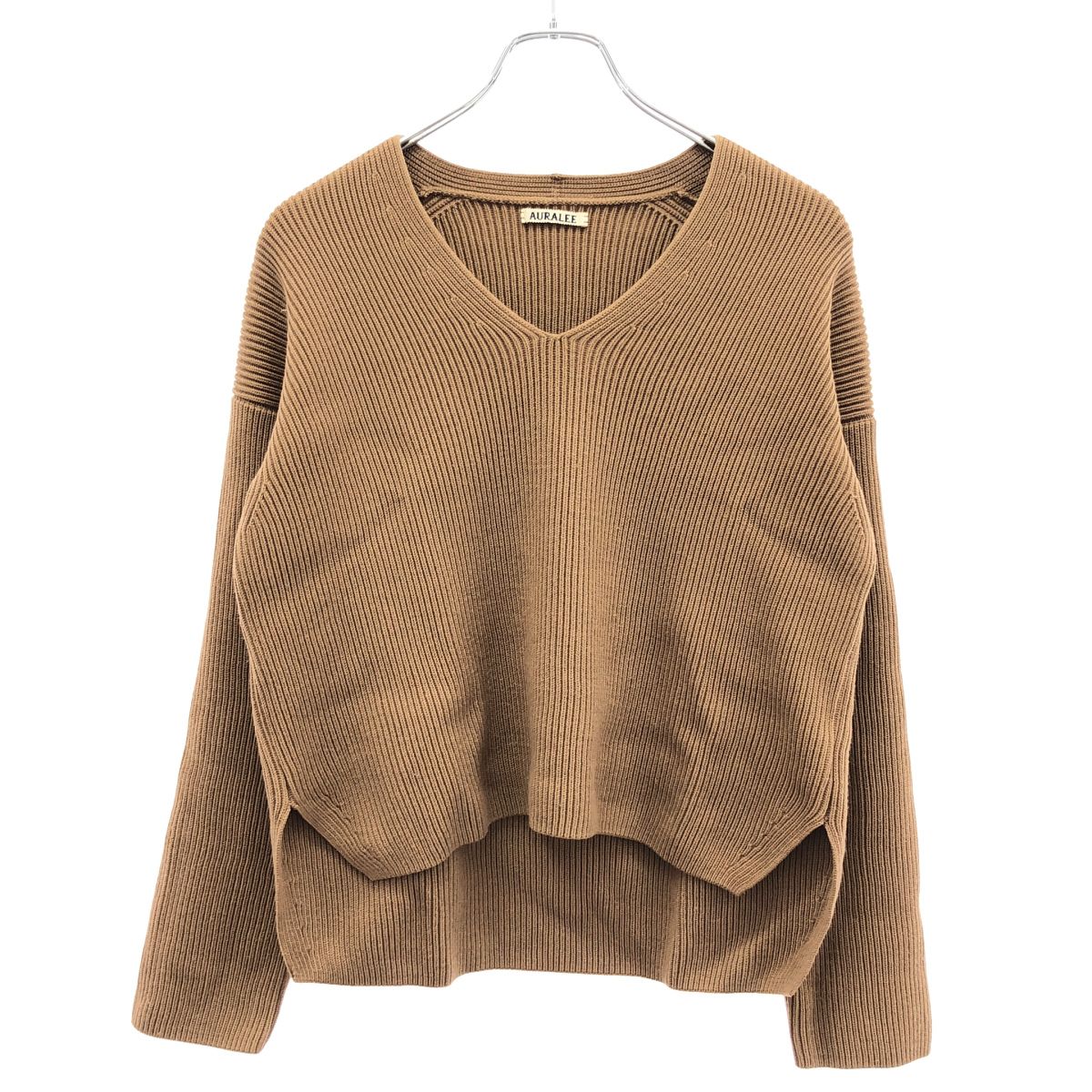 AURALEE ブラウン 長袖セーター AURALEE オーラリー 17AW SUPER FINE WOOL RIB KNIT V NECK PULLOVER V